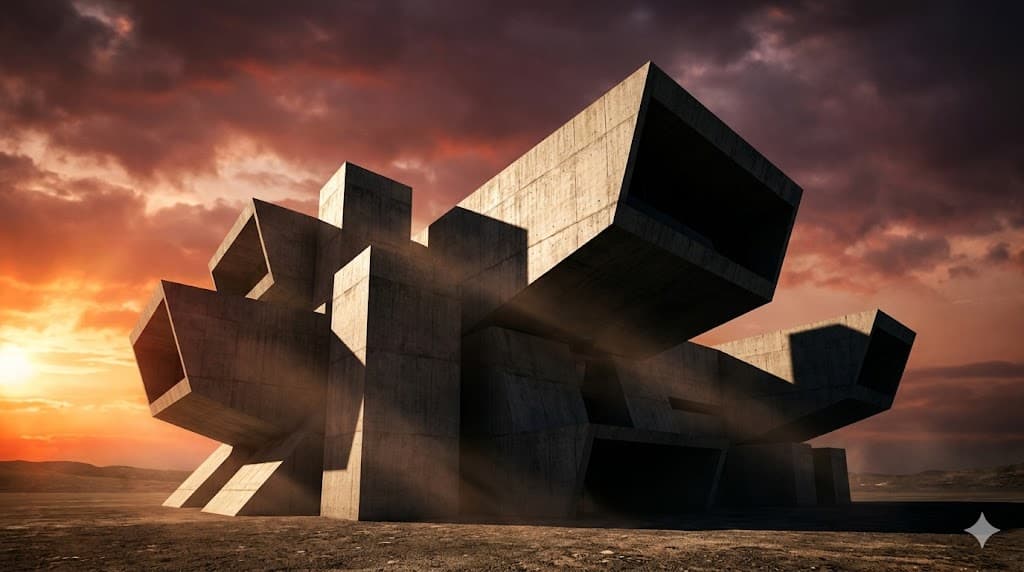 Original editorial illustration for The Brutalist Review review